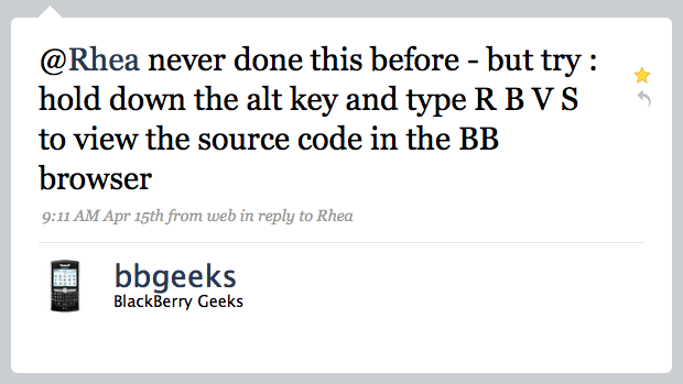 View Source Code on Blackberry