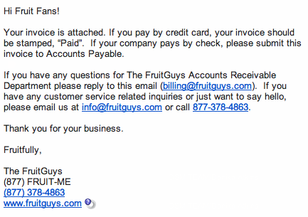 The FruitGuys Invoice