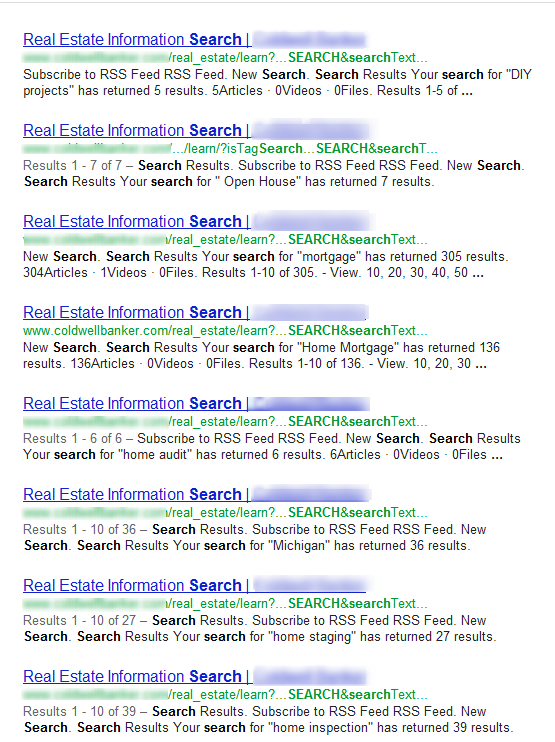 duplicate content in search