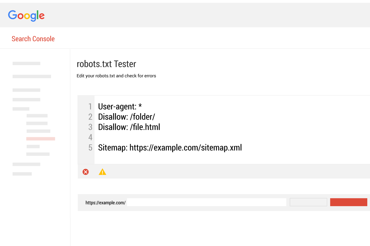 robots.txt tester search console